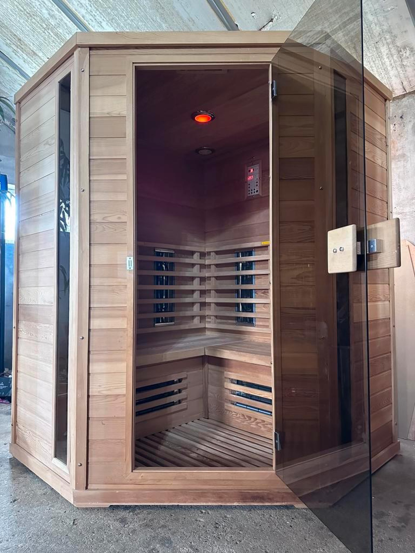 Combi sauna infrarood (lange golf stralers) met opgietkachel - QCFK6