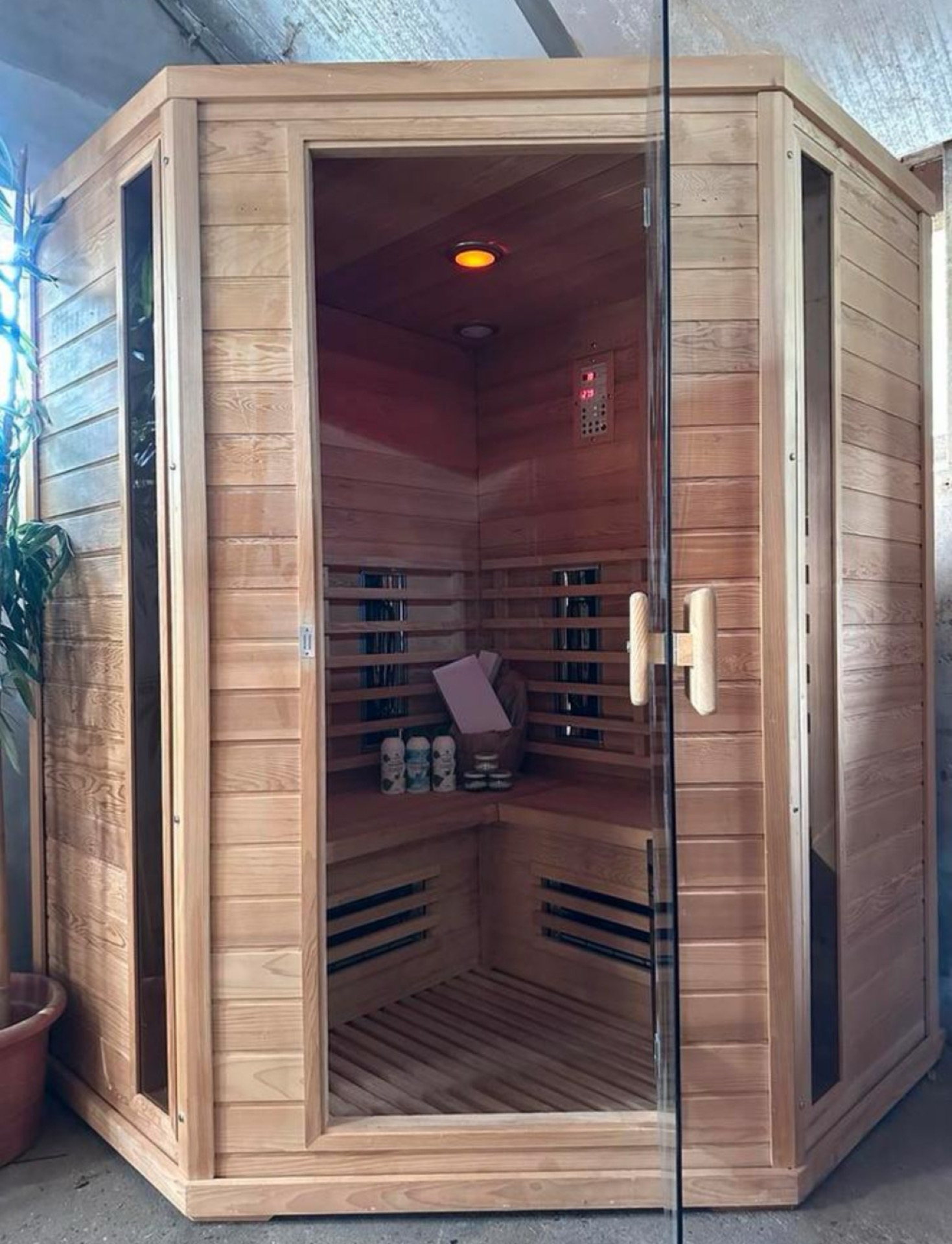Combi sauna lange golf infrarood met opgietkachel - IDSGI