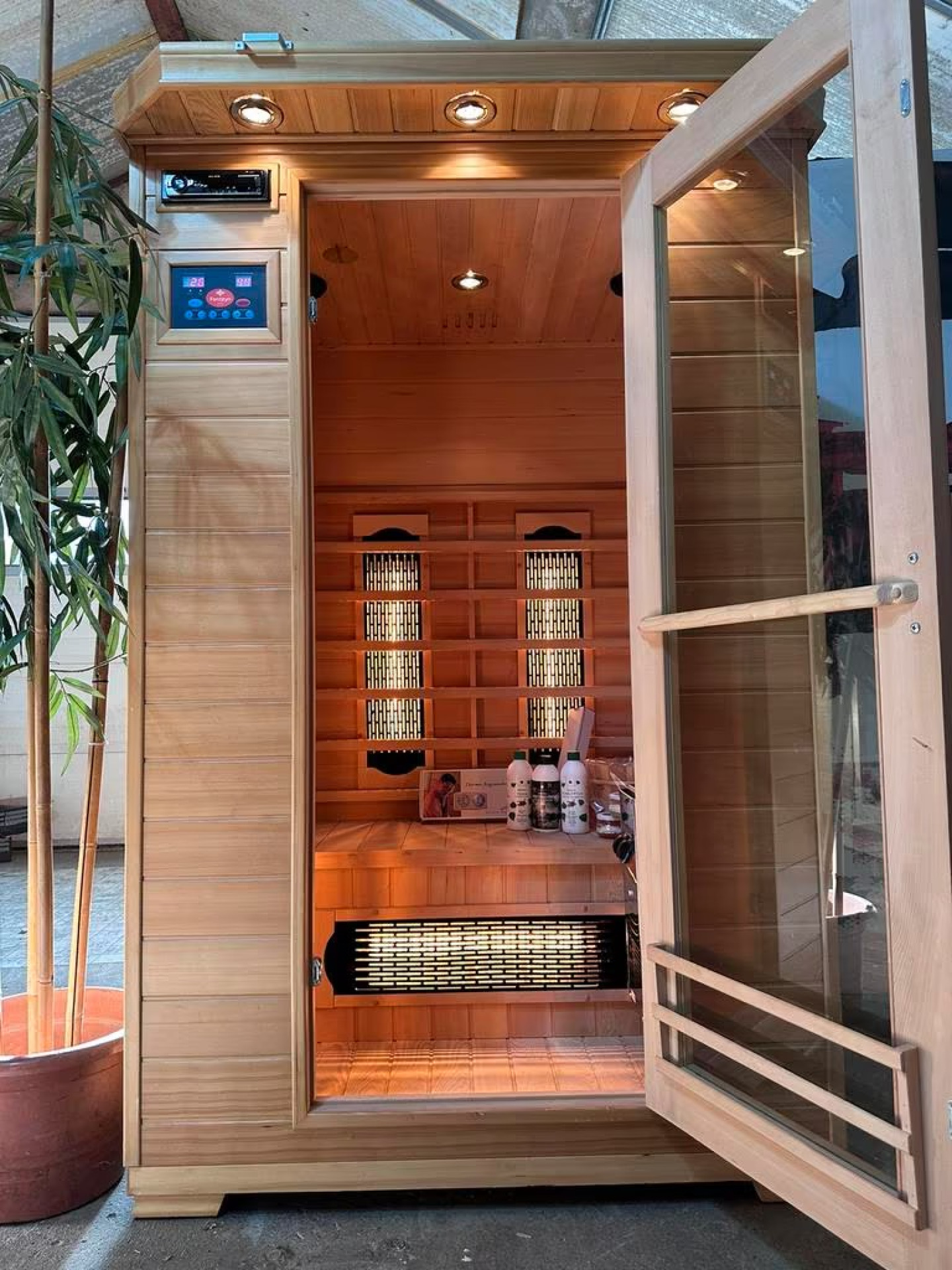 Combi sauna infrarood met opgietkachel - ZZZGM